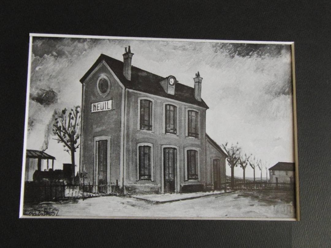 ベルナール・ビュッフェ、「Gare de Neuil」、希少画集の額装画
