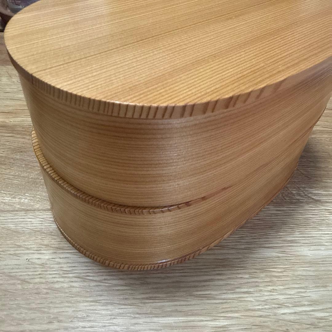 秋田　曲げわっぱ　未使用　弁当箱 朱塗　2段重ね