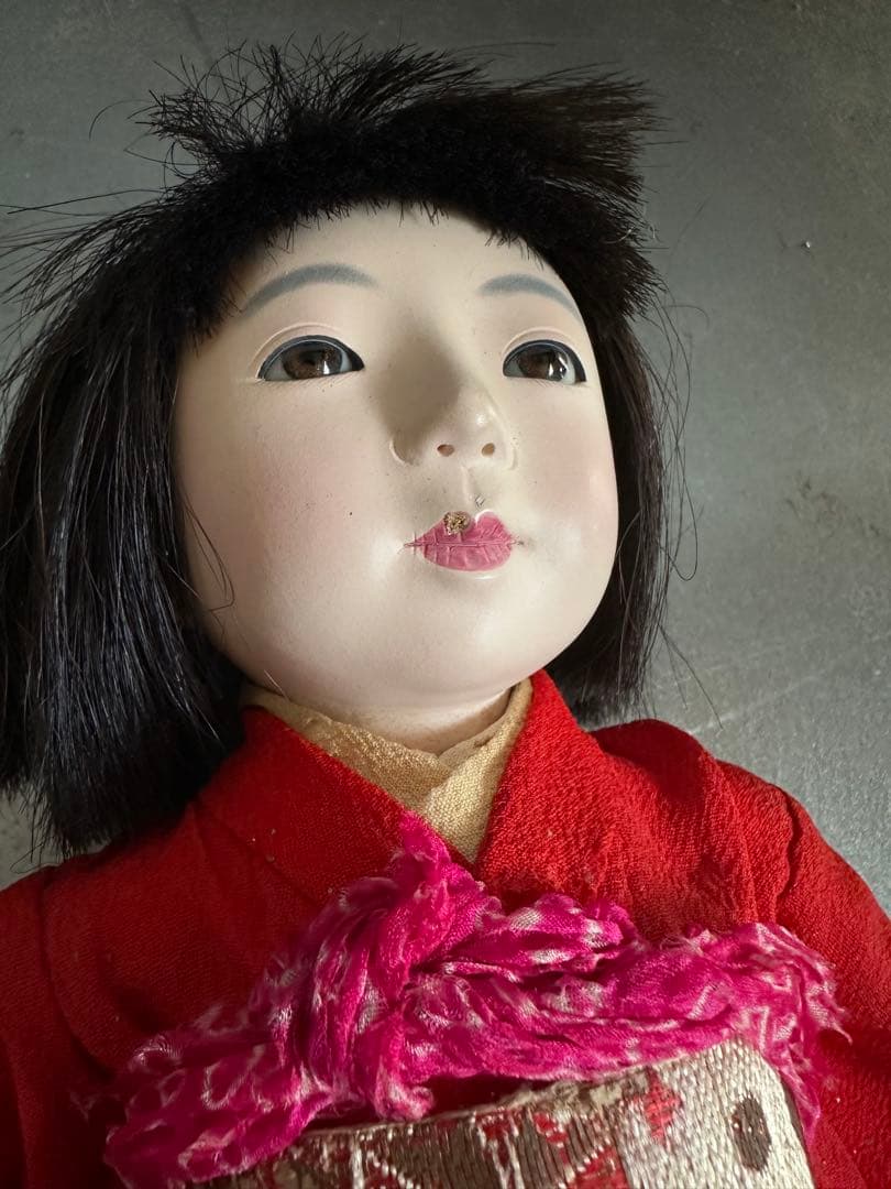 瞬間的お値下げ❣️ヴィンテージ　市松人形 真っ赤なお着物がかわいい