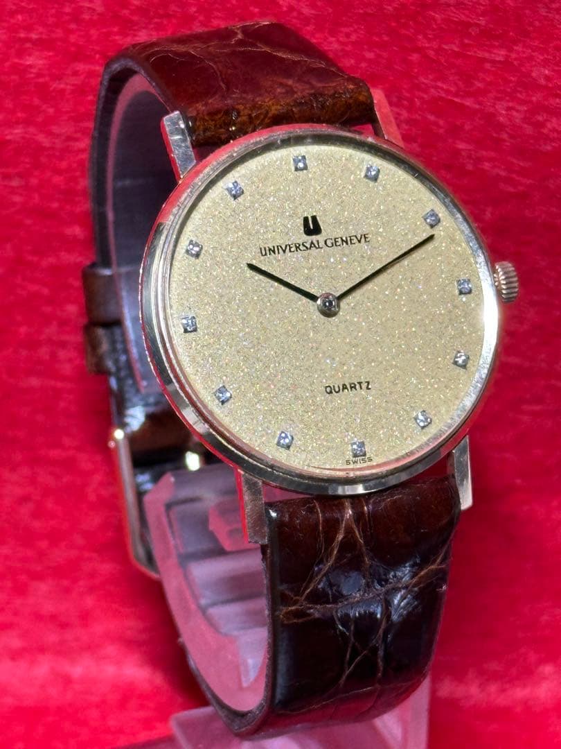 UNIVERSAL GENEVE クォーツ 腕時計 12Pダイヤ14K 金無垢