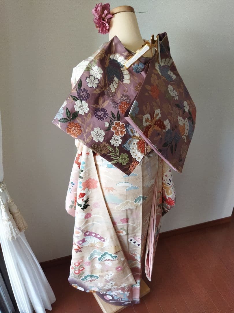 TAO様　432.可愛いくすみピンク　振袖7点セット 正絹　フルセット　成人式