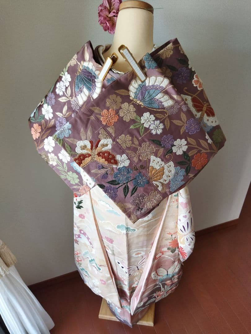 TAO様　432.可愛いくすみピンク　振袖7点セット 正絹　フルセット　成人式