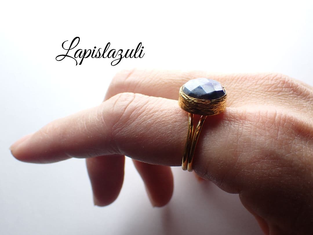 最新作★「星降るラピスラズリ」パイライト入り☆の世界でひとつの天然石リング