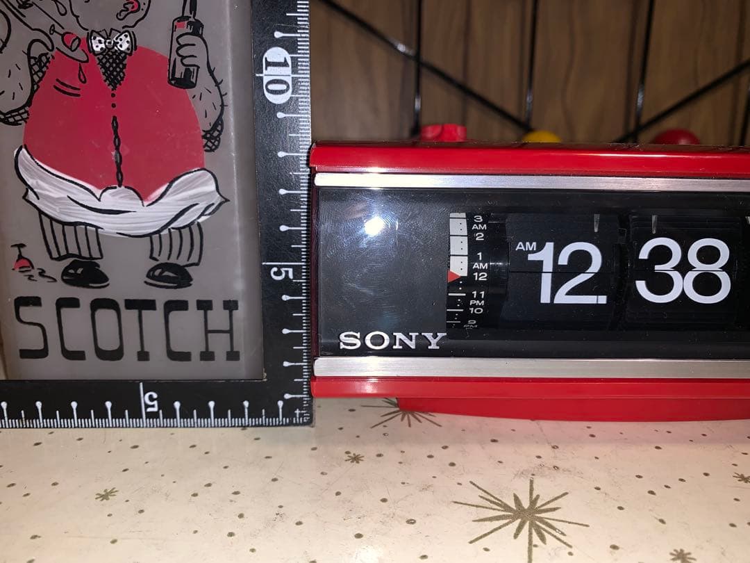 昭和レトロ　動作品　ソニー　SONY ラジオ付　パタパタ時計　スペースエイジ