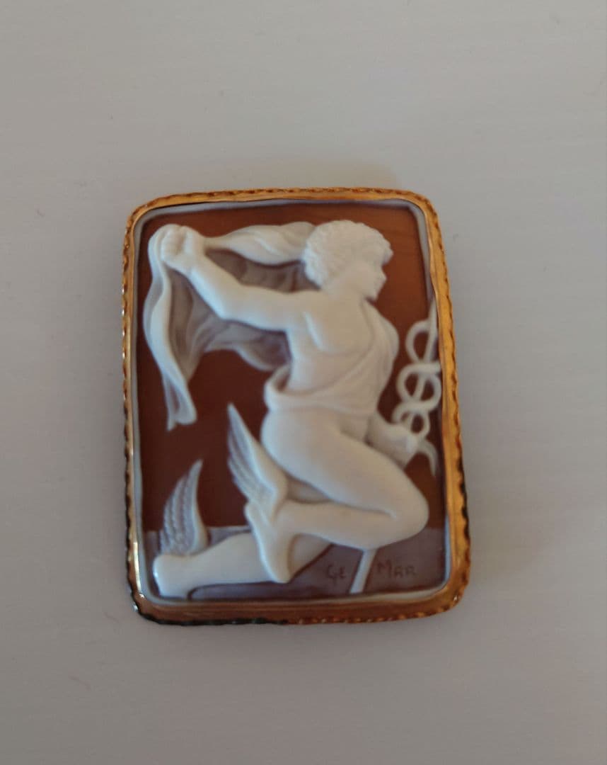 18KYG シェル カメオ ブローチ＆ ペンダントトップ　アリカ