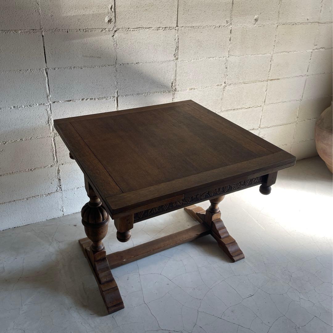 アンティーク　英国　ドローリーフテーブル　オーク材　伸長式　エクステンション