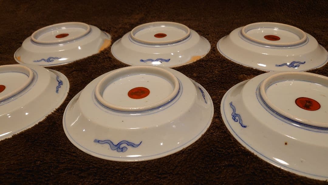 古九谷　九谷焼　赤絵　永楽　菓子皿　茶道具　６客