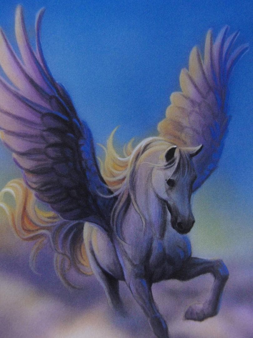 カーク・レイナート、【ペガサス】、希少な額装用画集より、状態良好、新品額装付