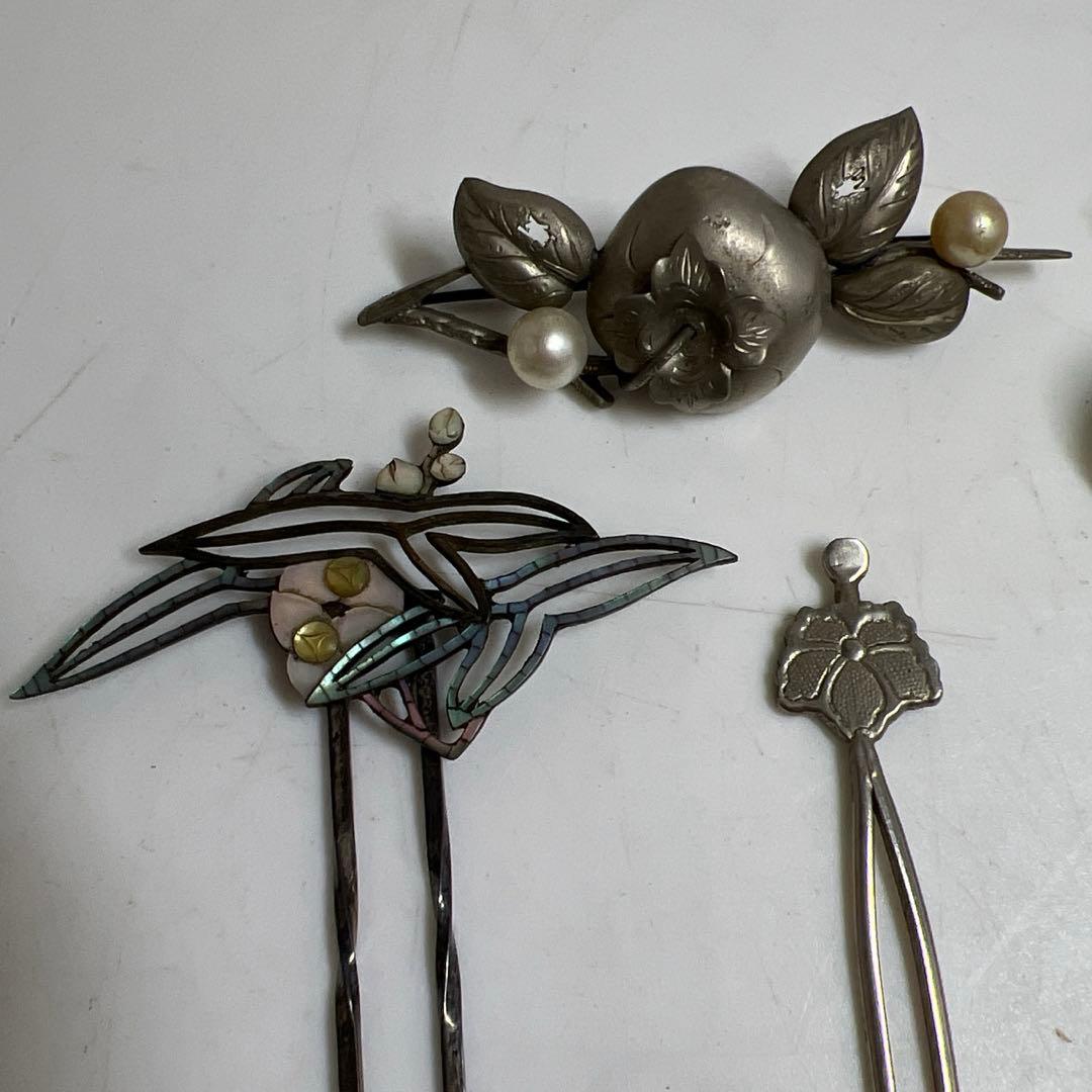 極上 本翡翠 銀細工 簪 ブローチ 106g 東キ8-0127☆2F タサチ