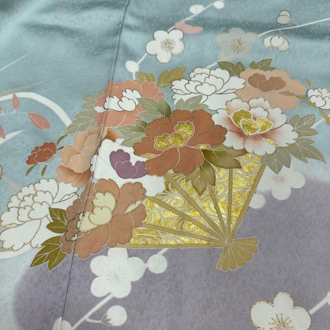 千總 水色染め分け 花扇 観世水 訪問着