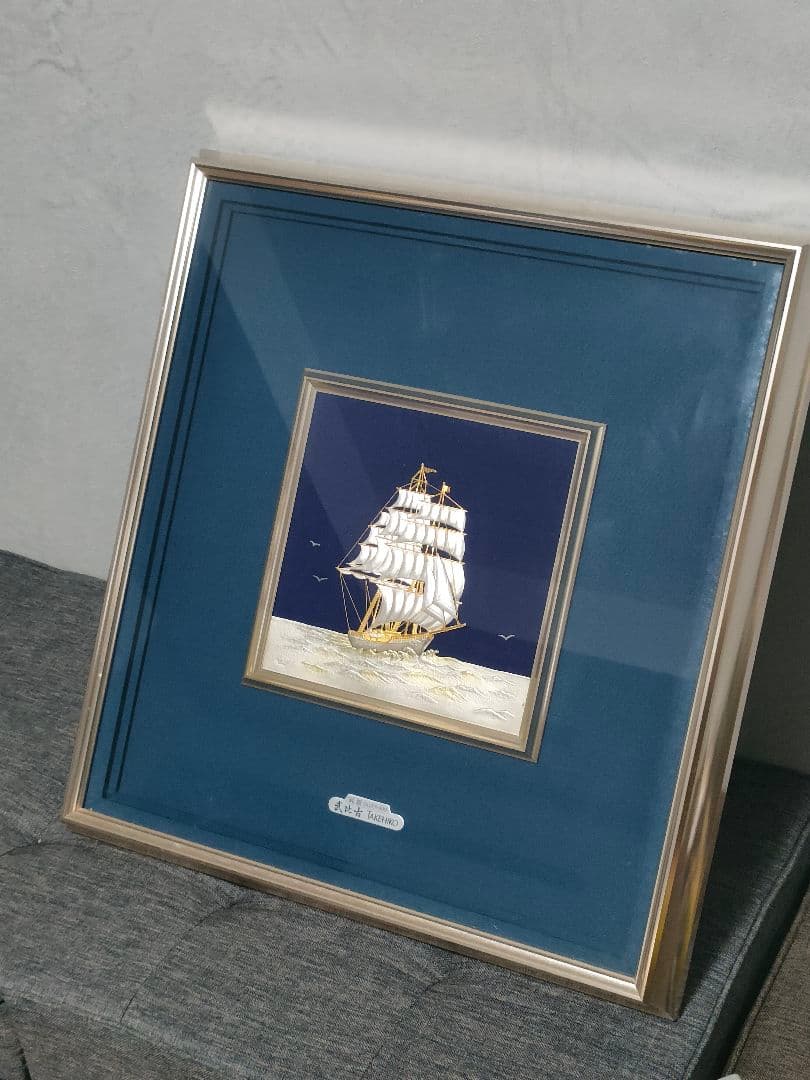 ★純銀　SILVER999　刻印あり　額　船　武比古　TAKEHIKO