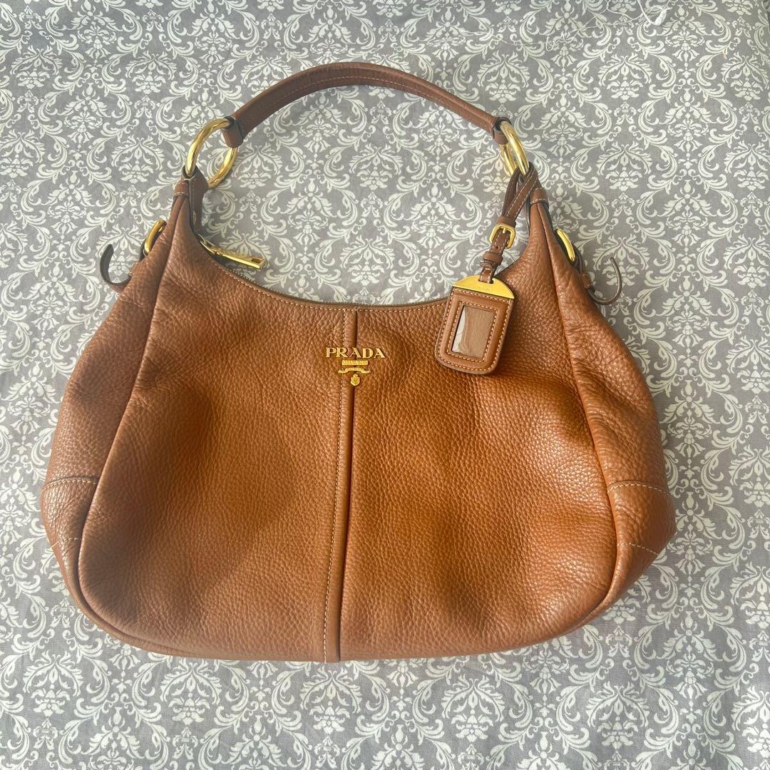 PRADA ブラウン　レザー ハンドバッグ