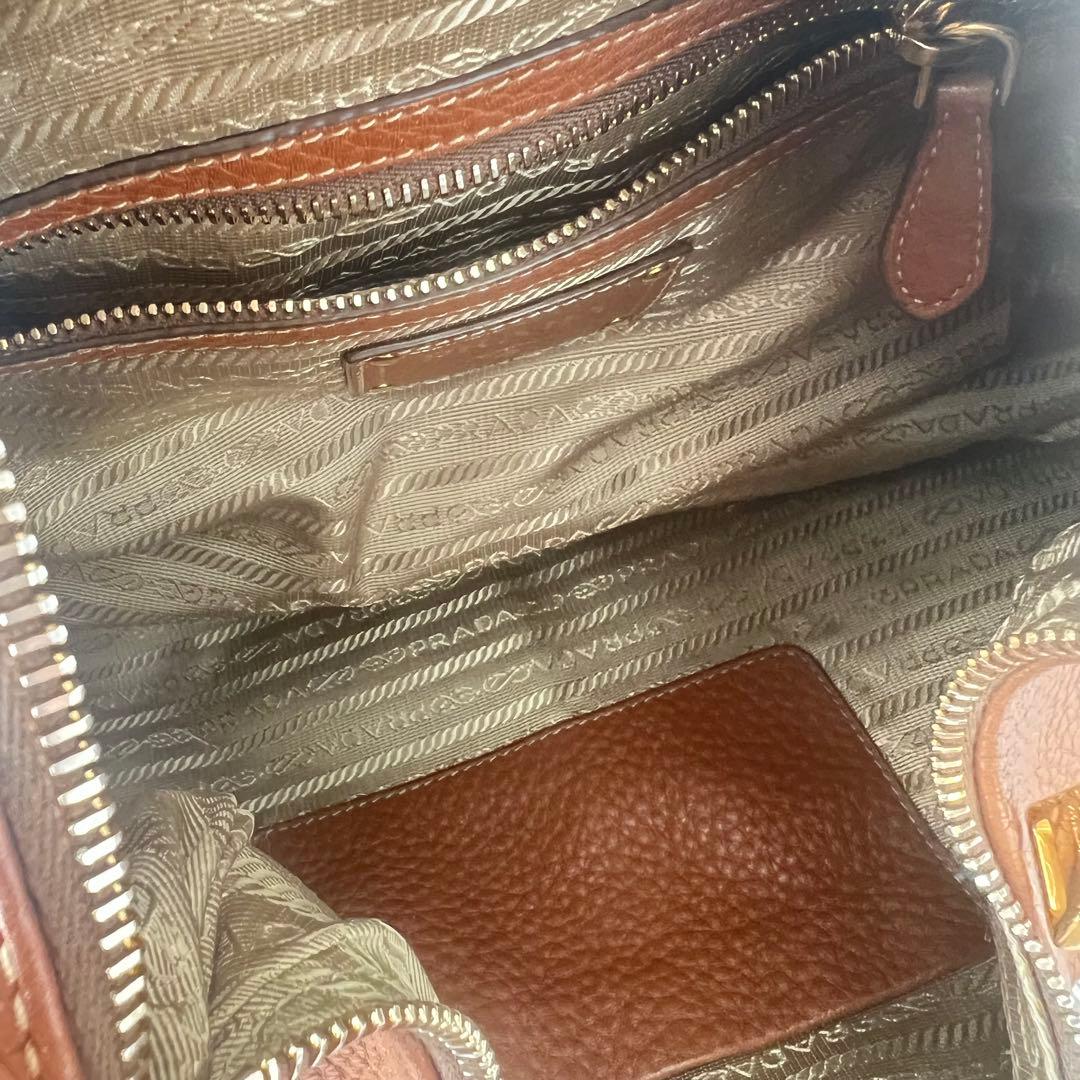 PRADA ブラウン　レザー ハンドバッグ