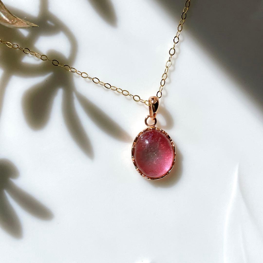 希少✧ピンク/ブルー✧大粒バイカラートルマリンネックレストップ✧ウォーターメロン