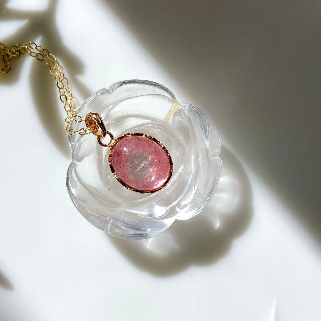 希少✧ピンク/ブルー✧大粒バイカラートルマリンネックレストップ✧ウォーターメロン