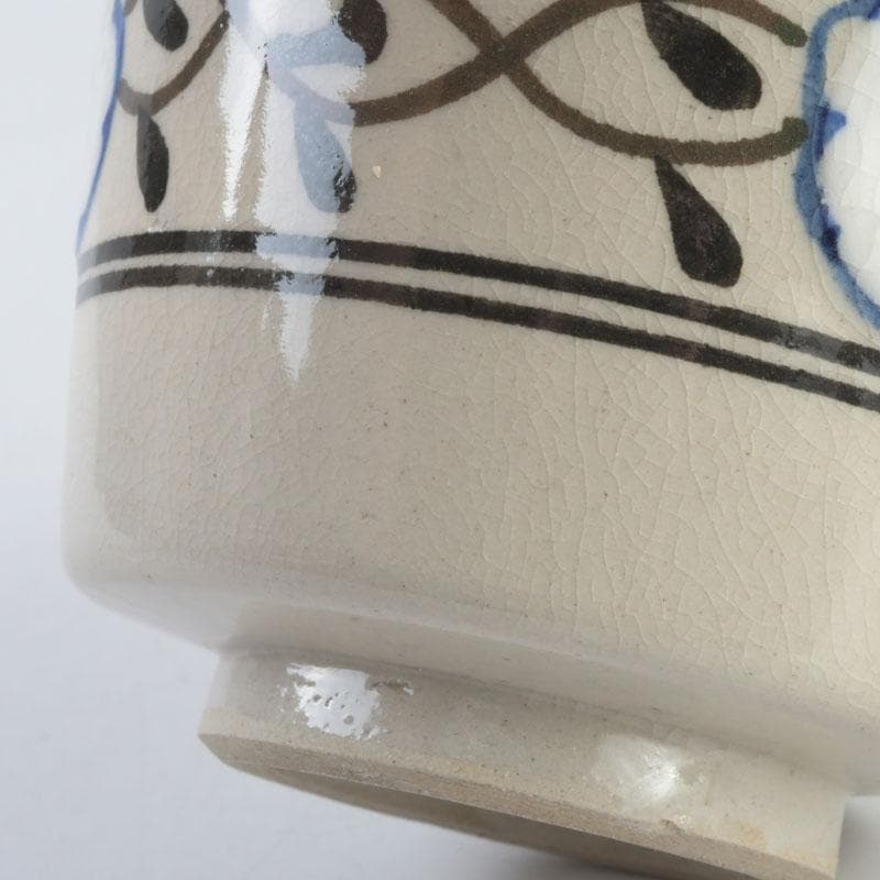 和食器　茶懐石　粟田焼　染付　仁清写菊唐草文　向付　十客　時代箱　V　9296