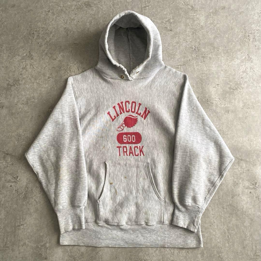 悶絶80sチャンピオン染込みウイングフット4段リバースウィーブUSA製パーカーL