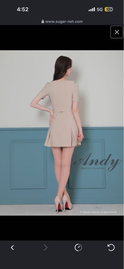 ANDY フロントジップ ベージュミニドレス XSサイズ