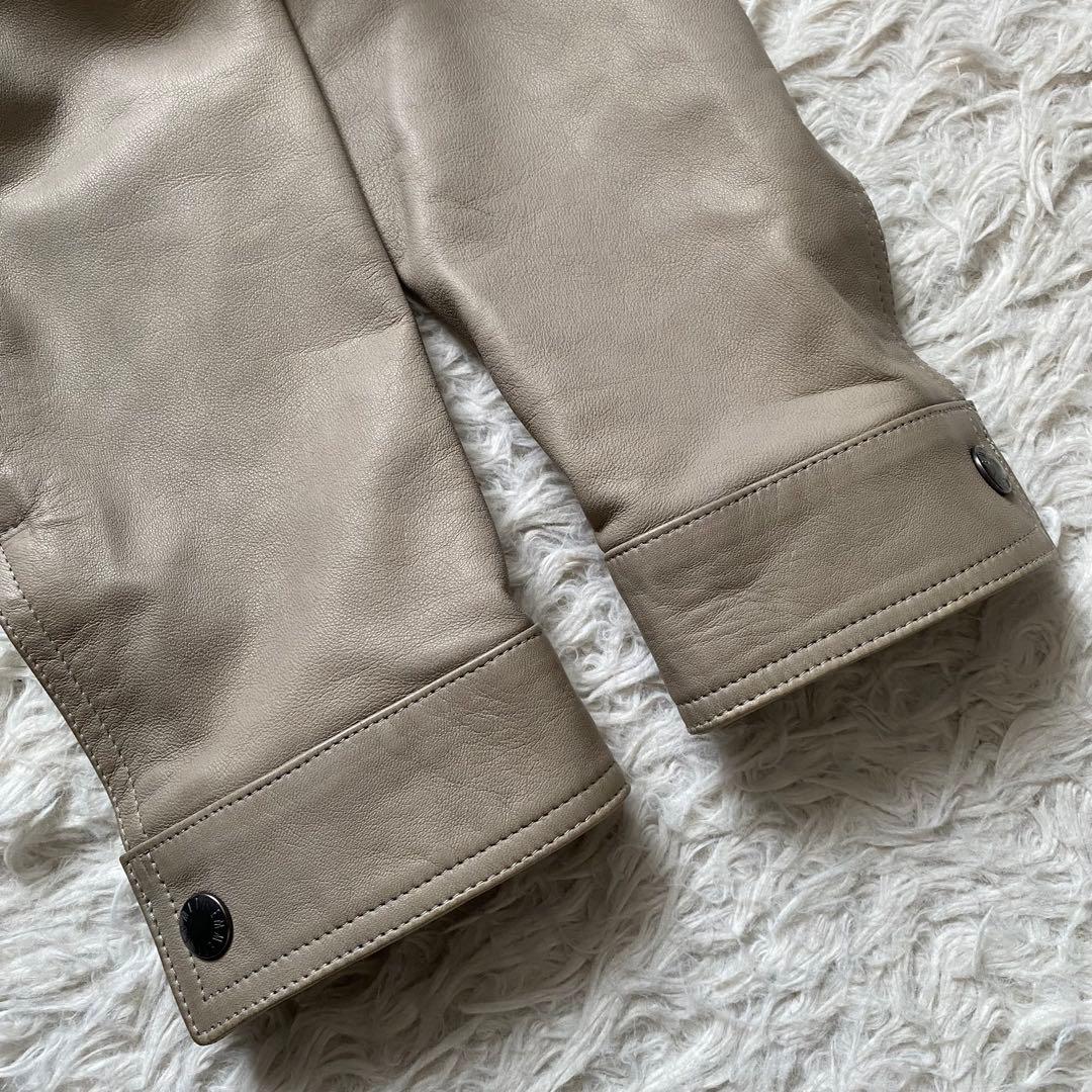 美品■エンメティ　シングル　ライダースジャケット　ラムレザー　ベージュ　50