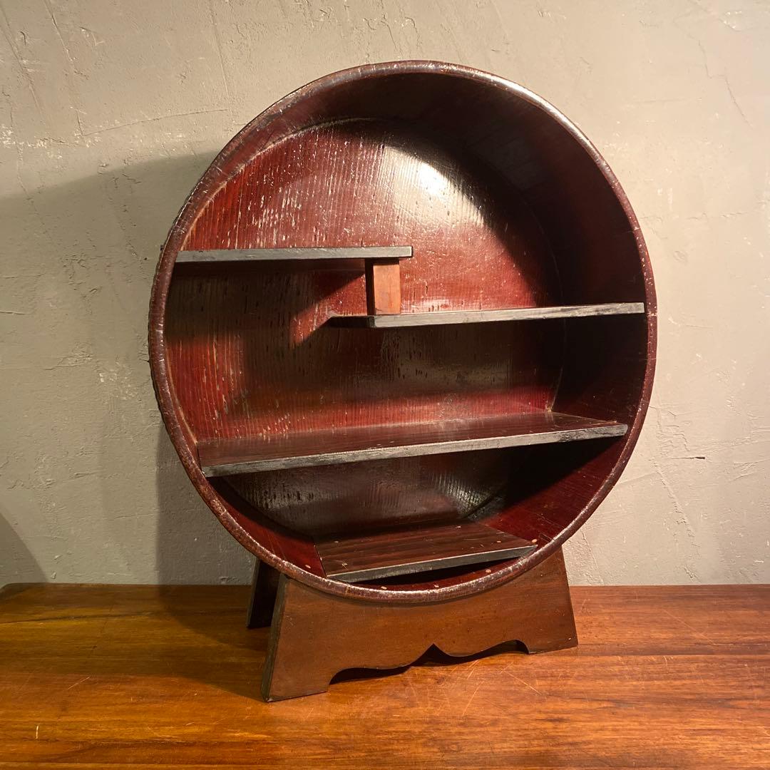 時代物 木桶 飾り棚 ショーケース 古道具 骨董品　インテリア 置物