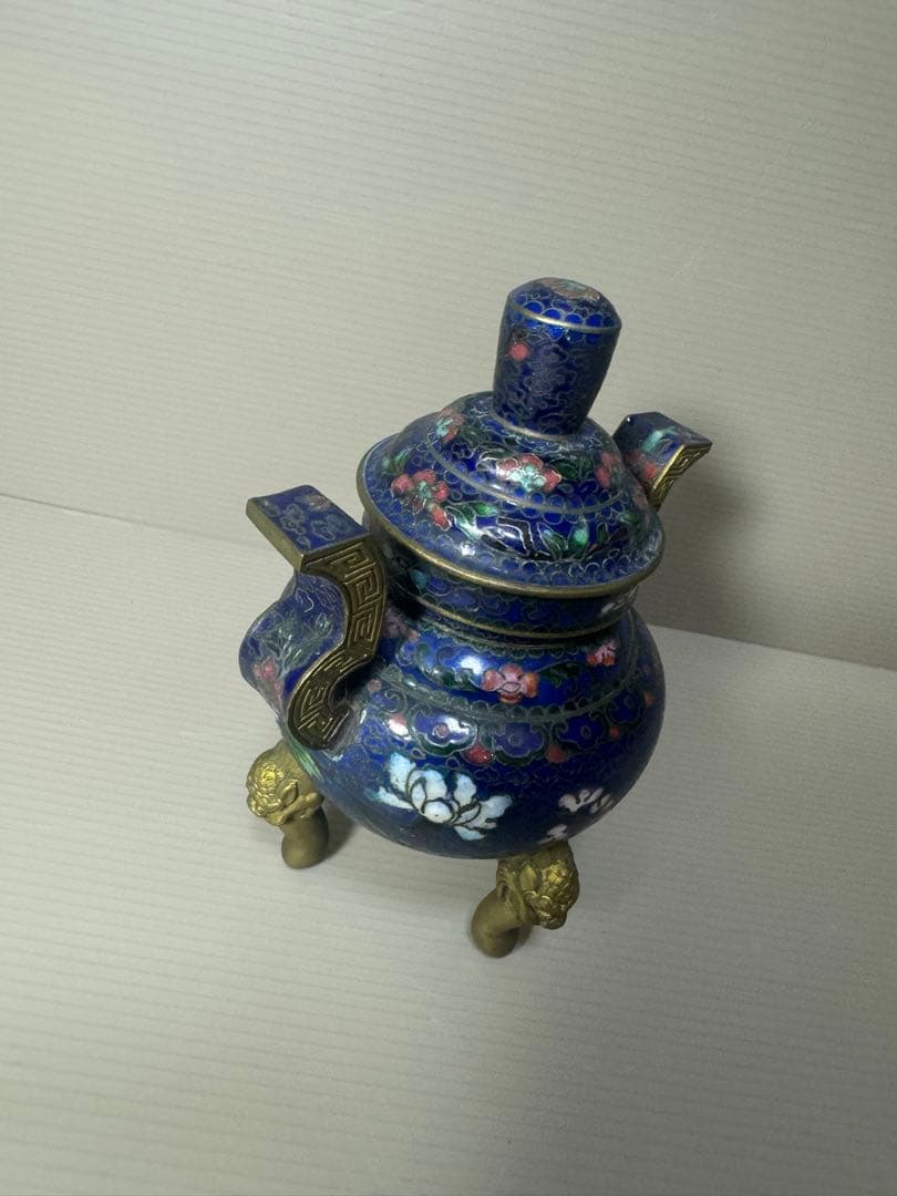 2096 七宝焼　景泰藍　香炉　時代物