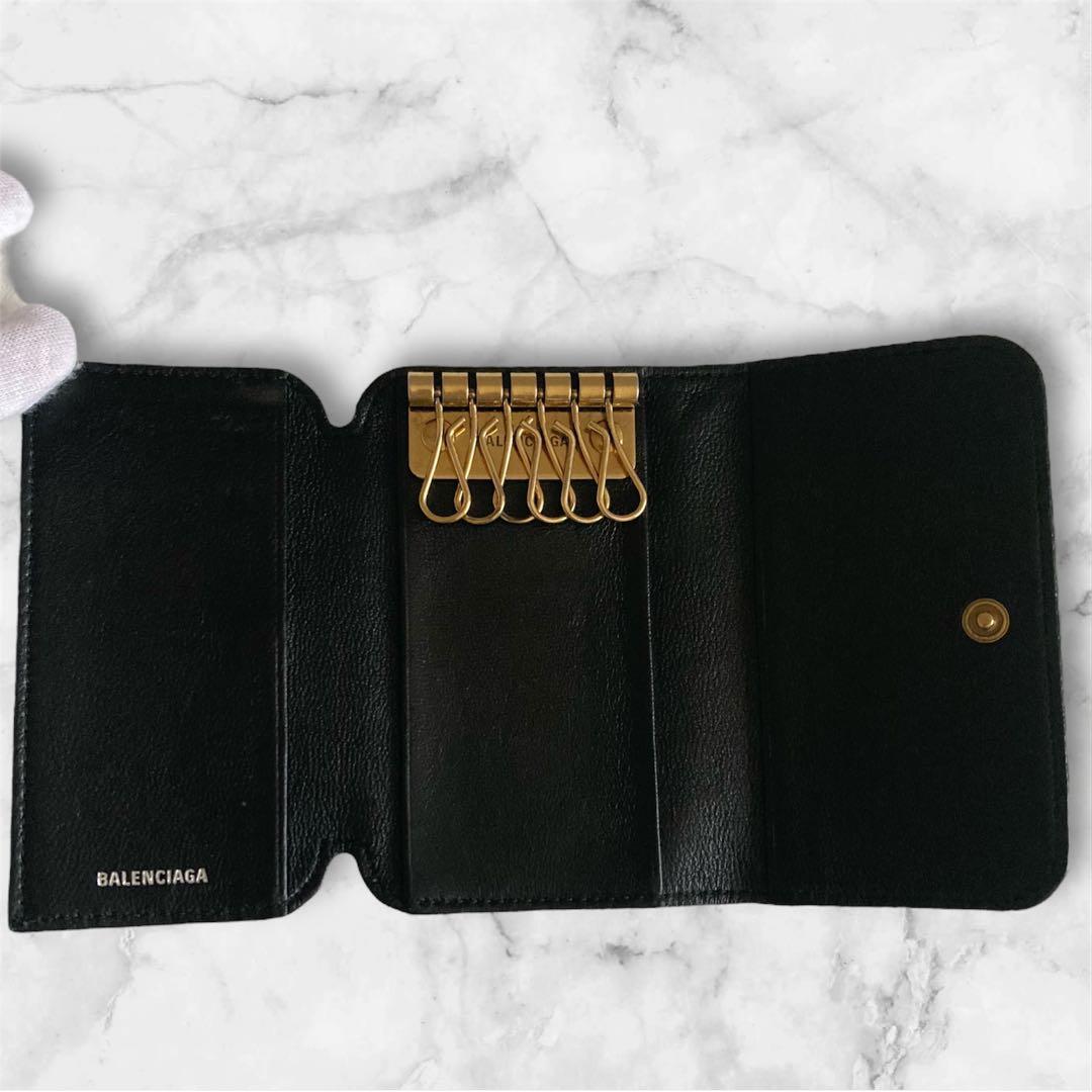 BALENCIAGA バレンシアガ キーケース 6連 ブラック ロゴ 付属品あり