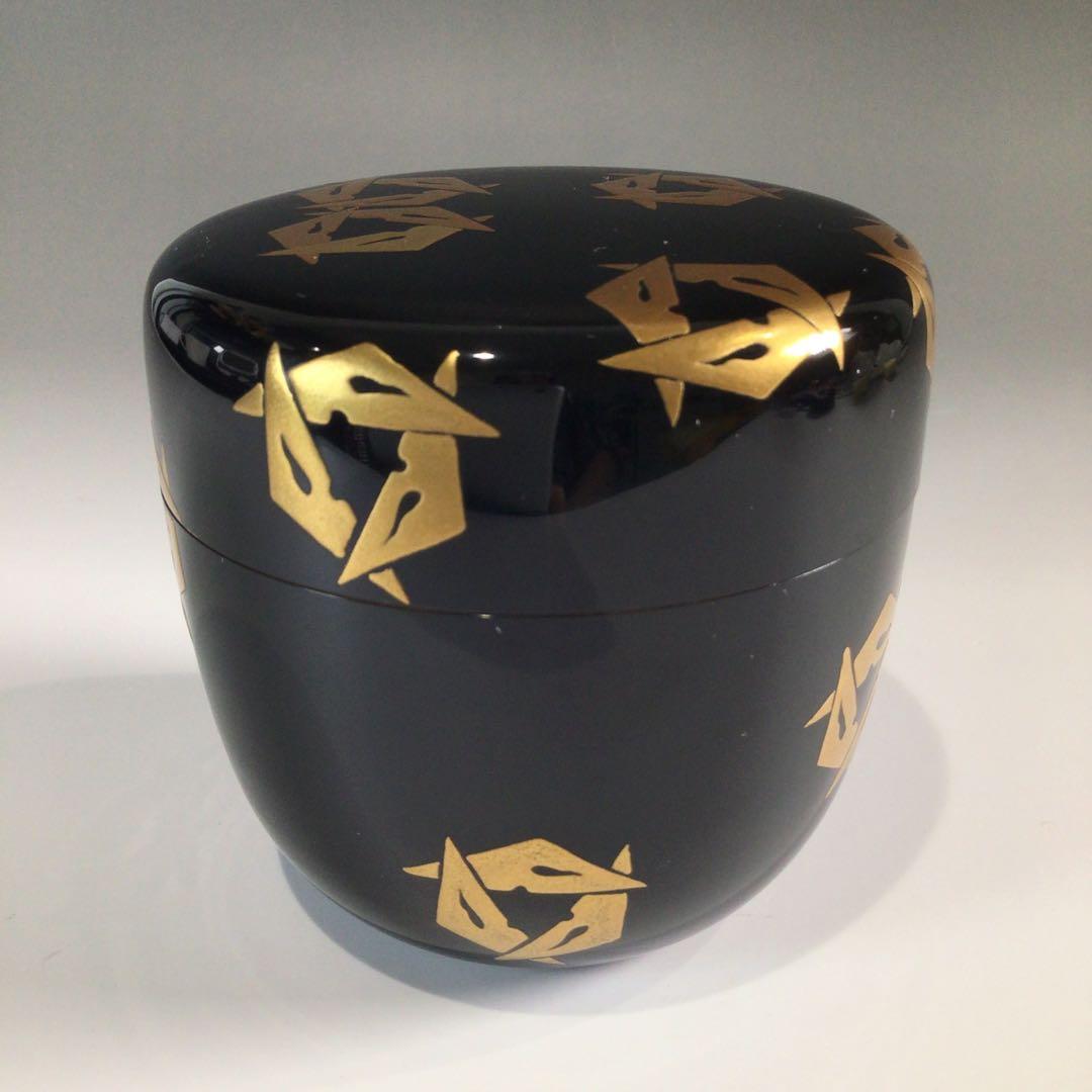 Ｐ６２８　棗　『漆匠　前端春斎作』『鱗鶴蒔絵』『大棗』　共共箱　茶道具