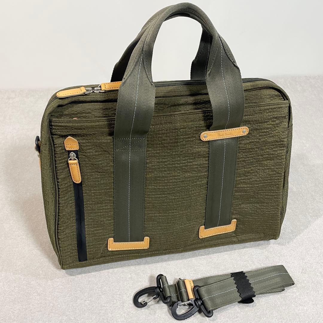 【極美品】ポールスミス ブリーフケース 2way オリーブ ナイロン×レザー
