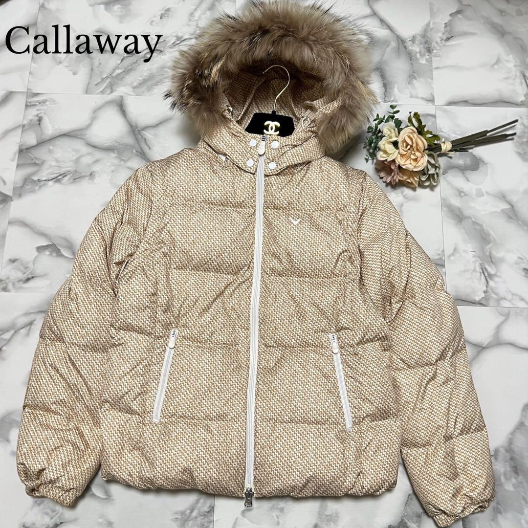 【極美品】キャロウェイ　ダウンジャケット　ベスト　多機能　リアルファー　LL