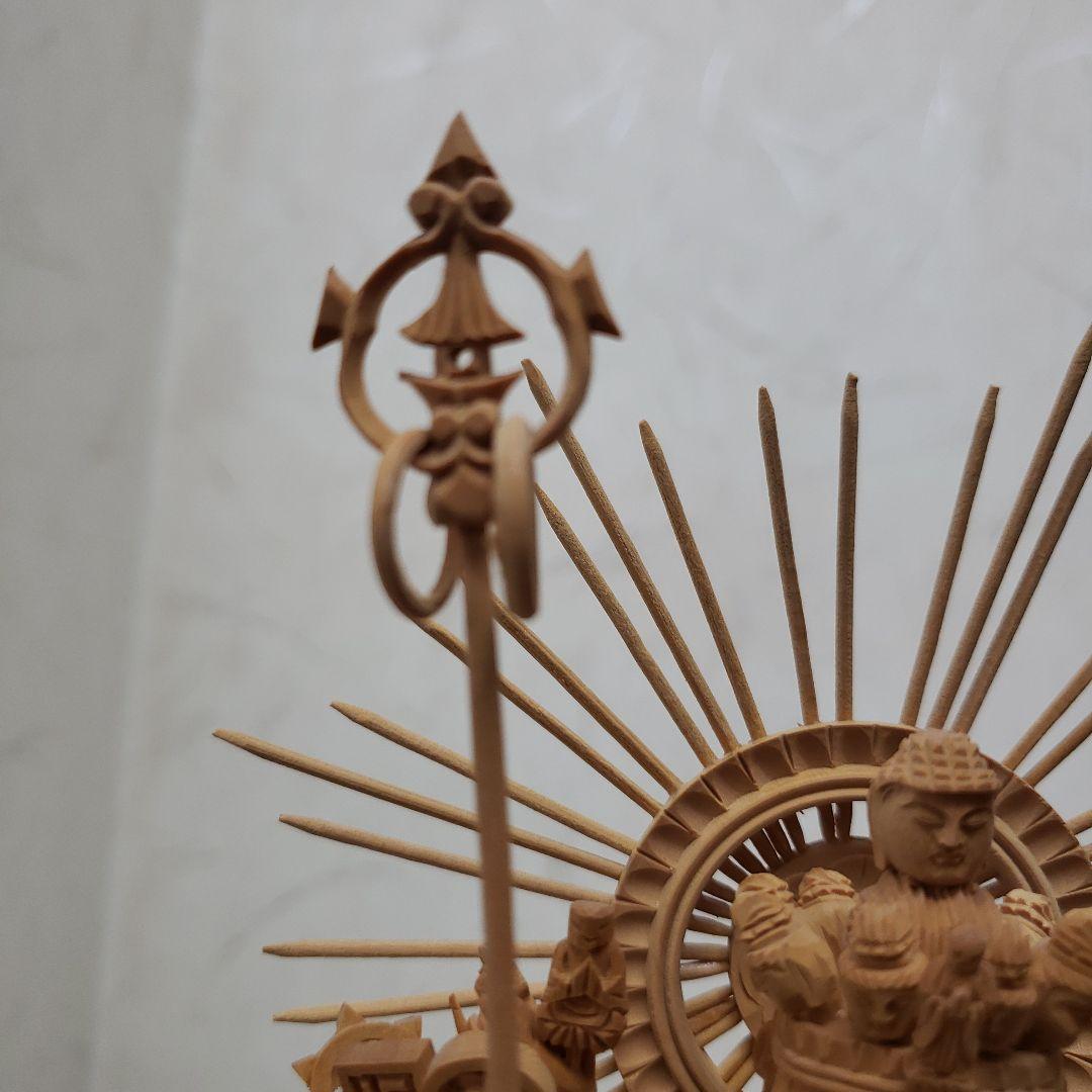 Ｂフライデー希少上彫り仏像★柘植材 千手観音菩薩像5寸立★全高 約30cm