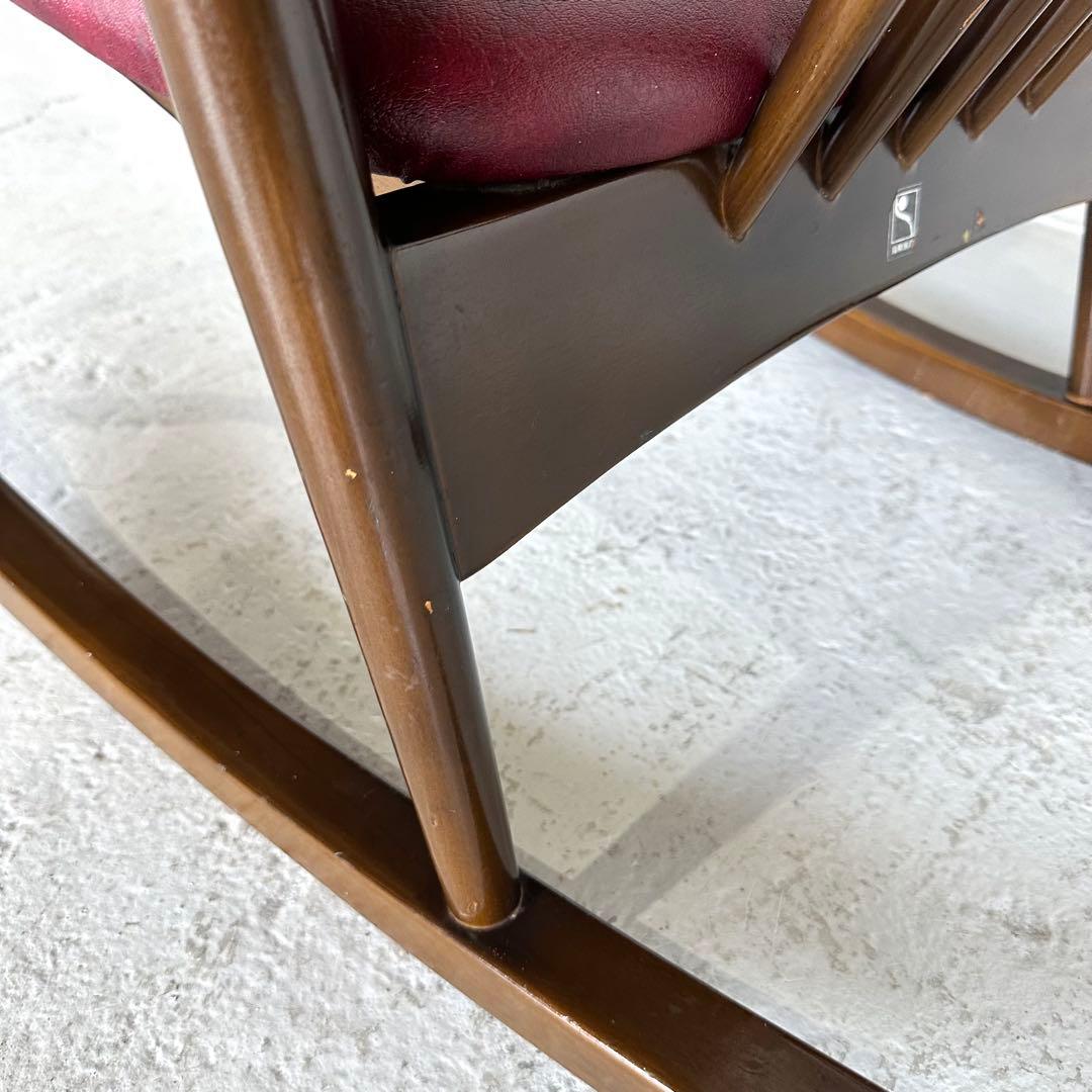 ★古家具ビンテージ★鳥取家具 木製フレーム ロッキングチェア ミッドセンチュリー