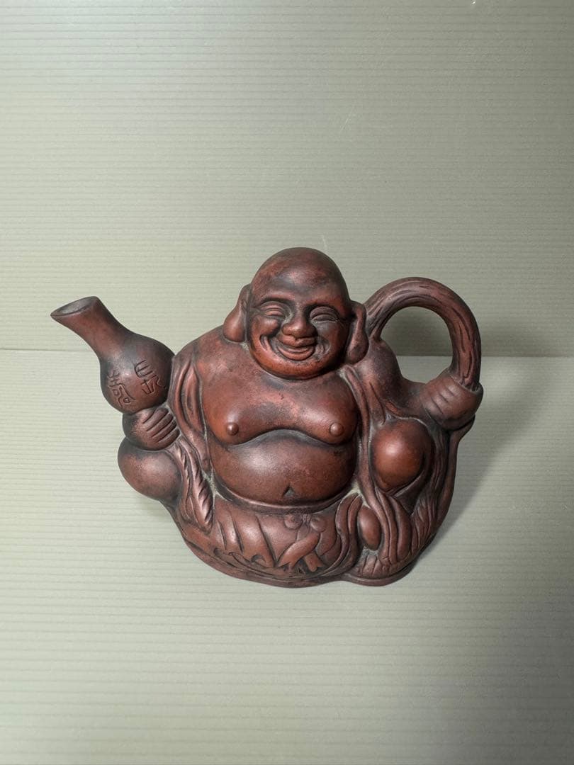 2095  七福神　布袋様　陶器　水差し　急須型　置物