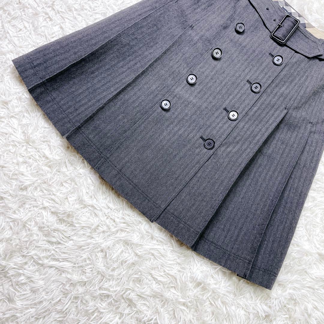 美品✨ バーバリーロンドン ウール トレンチスカート プリーツ 40 グレー