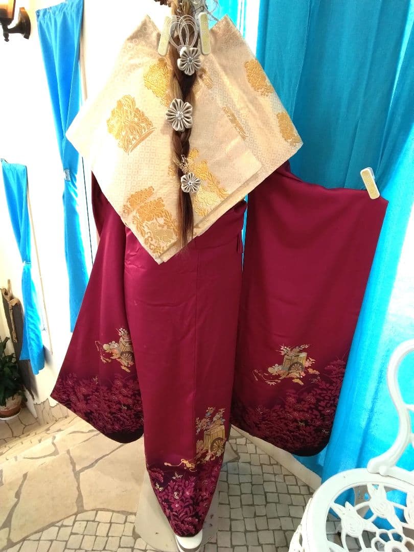 振袖フルセット、正絹鈴乃屋振袖、重ね衿帯揚げ帯締め、西陣袋帯、襦袢、ガード加工