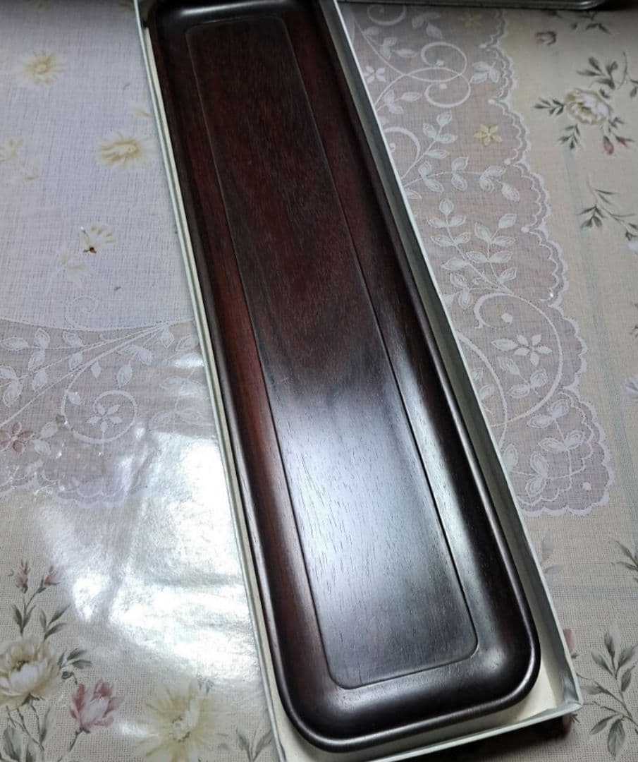 煎茶道具 煎茶盆　黒松　長盆　一文字盆 木製 古美術　工芸品　骨董品