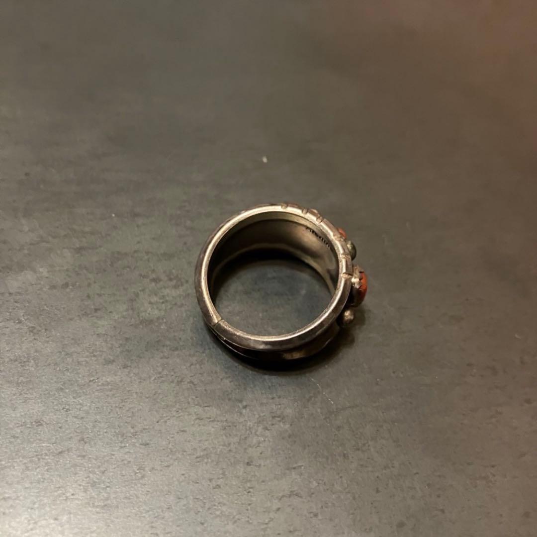 SILVER925 RED STONE DESIGN RING/シルバー/リング