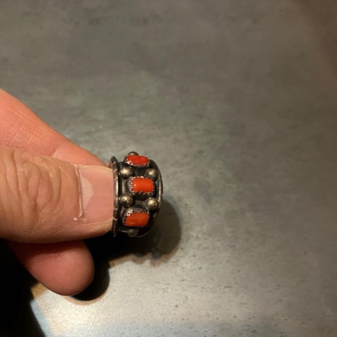 SILVER925 RED STONE DESIGN RING/シルバー/リング