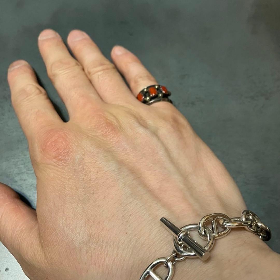 SILVER925 RED STONE DESIGN RING/シルバー/リング