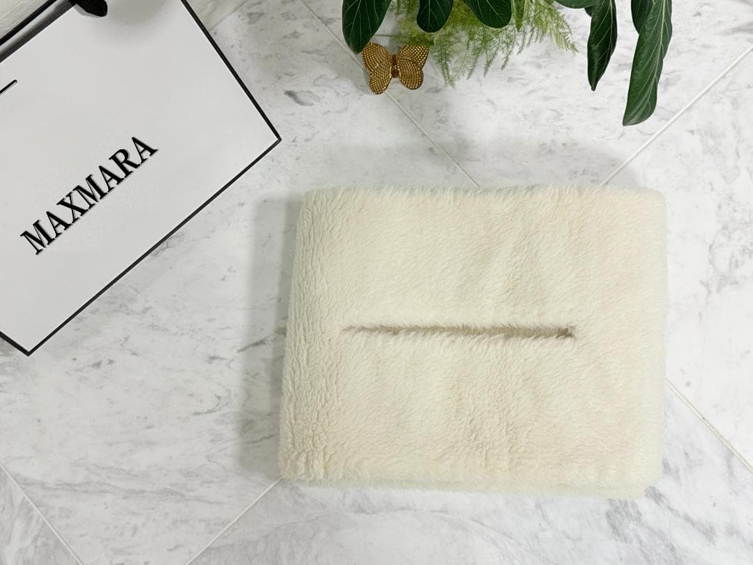 未使用級★Max Mara/マックスマーラ テディマフラー ストール ホワイト