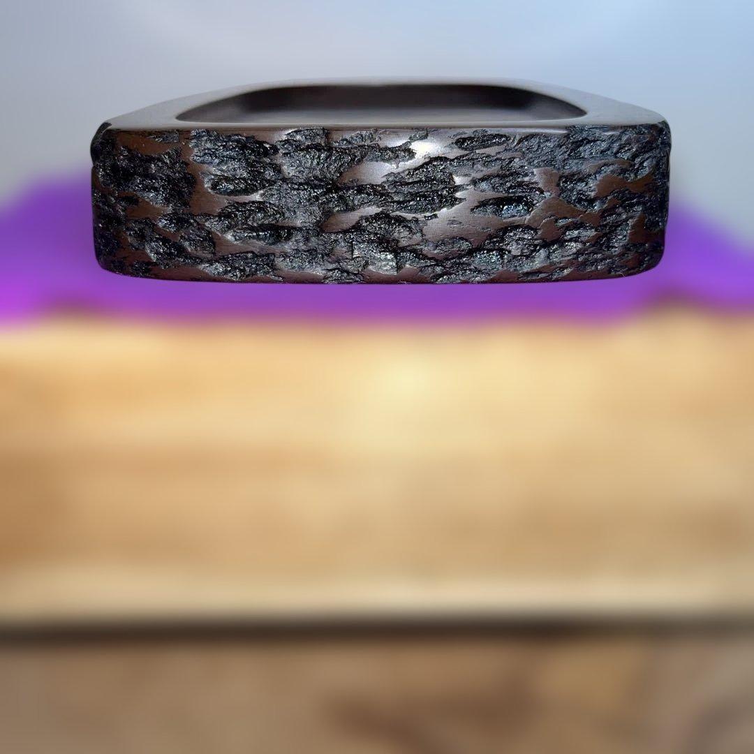 ⭕️赤間硯　野面硯　名工　日枝敏夫　３代目　玉峯　六寸大　大型　シャープな品