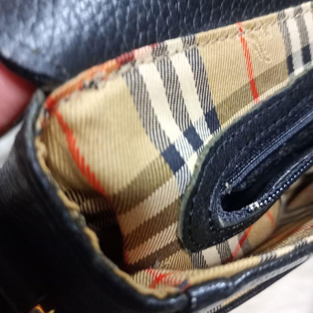 ★BURBERRY★バーバリー レザー ショルダーバッグ 黒 　ノバチェック