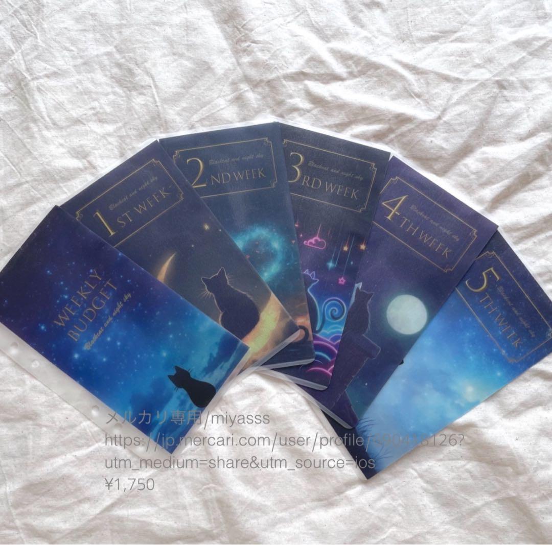 【1750円】貯金リフィル 黒猫と夜空 weeklyリフィル saving
