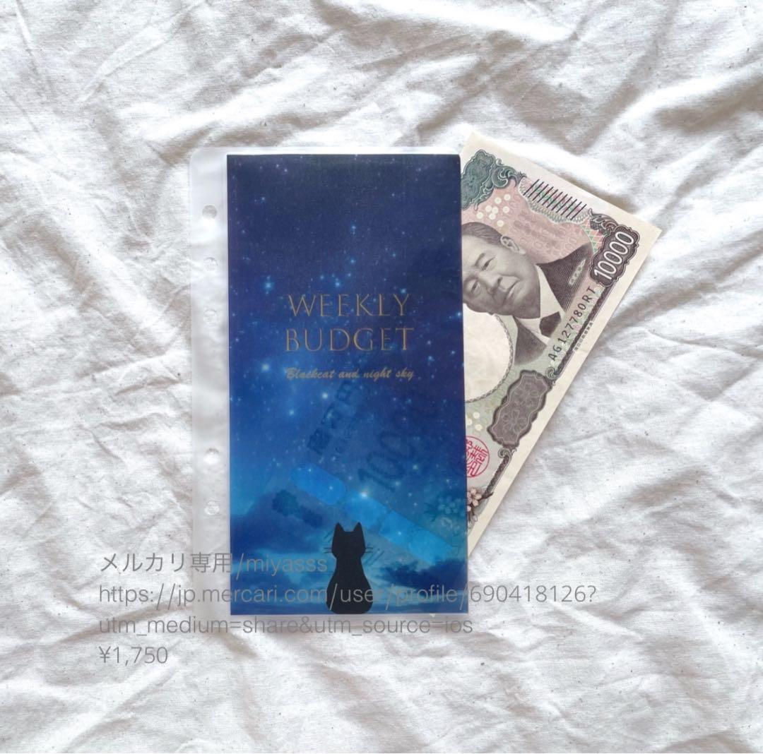 【1750円】貯金リフィル 黒猫と夜空 weeklyリフィル saving