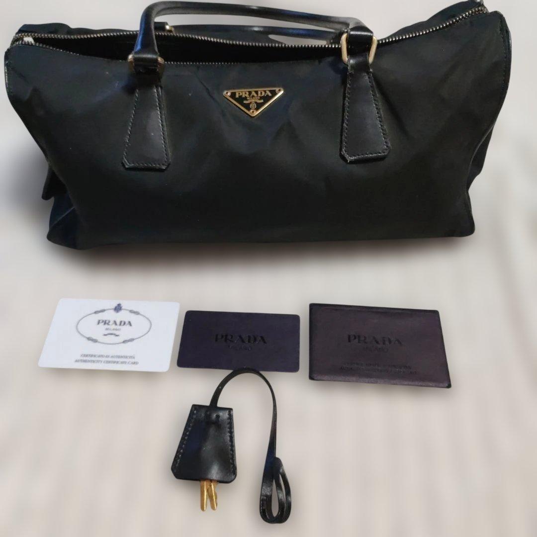PRADA 　TESSUTO CITY NERO ボストンバッグ南京錠付