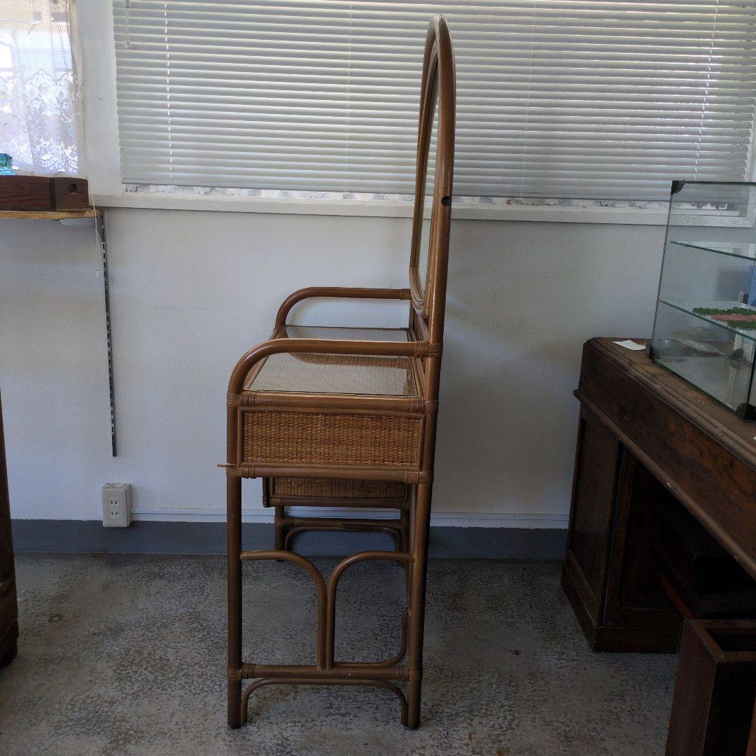 ヴィンテージ　レトロ　ラタン ミラー付きドレッサー