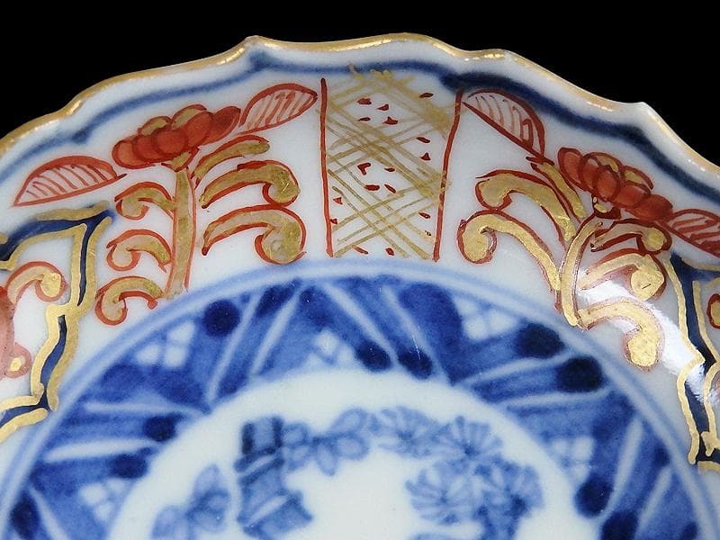 古伊万里　金襴手　花に松竹梅の図　豆皿　E725AS-CYd