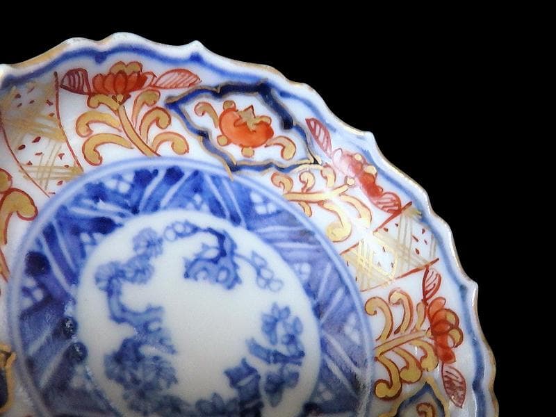 古伊万里　金襴手　花に松竹梅の図　豆皿　E725AS-CYd