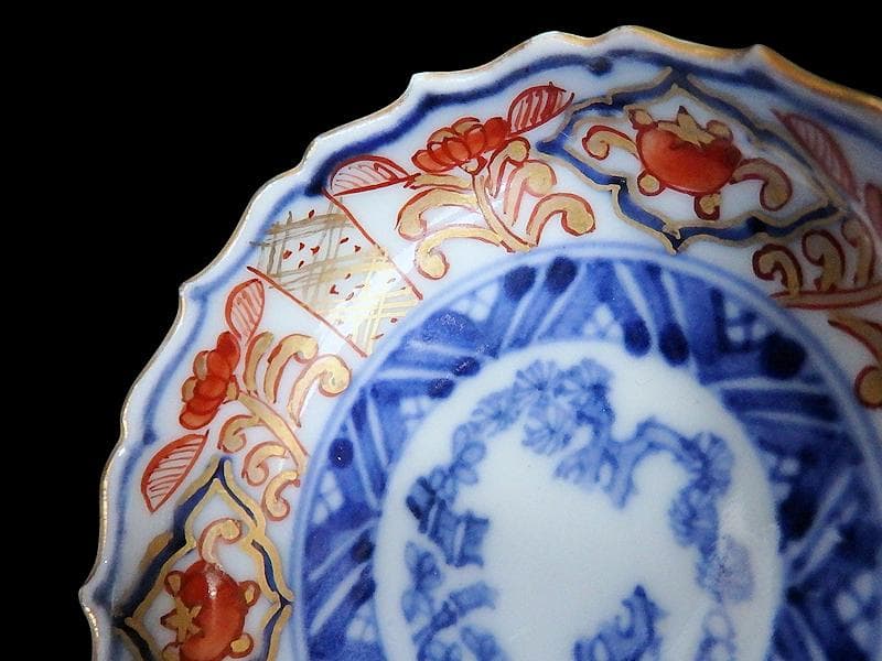 古伊万里　金襴手　花に松竹梅の図　豆皿　E725AS-CYd