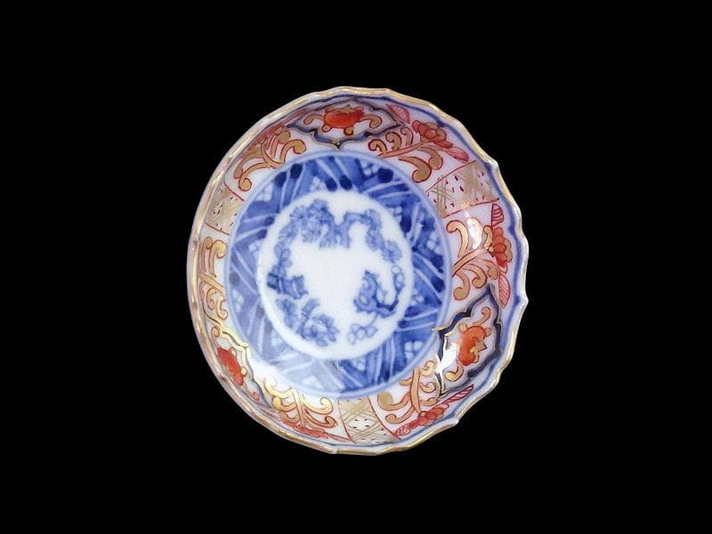 古伊万里　金襴手　花に松竹梅の図　豆皿　E725AS-CYd