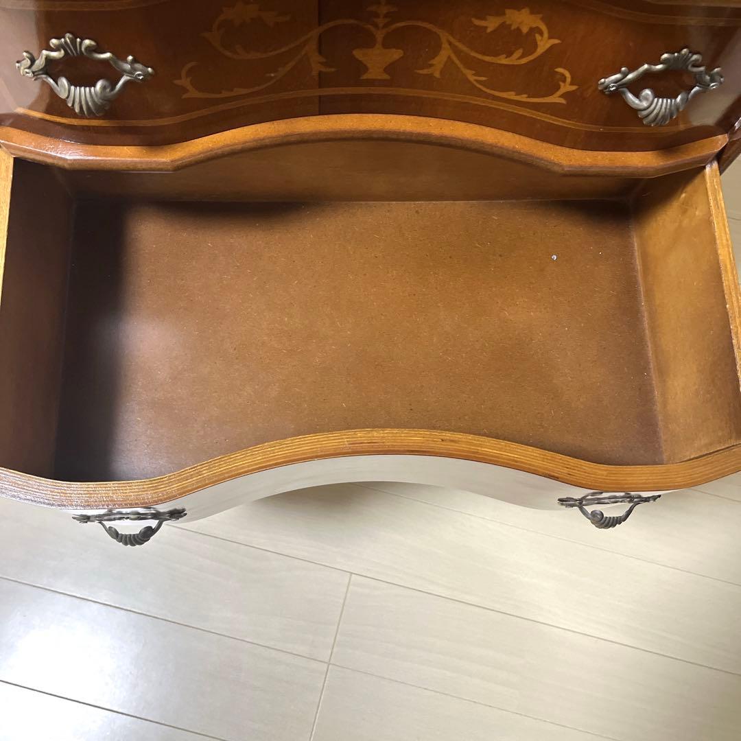 美品　イタリア製　アンティーク　家具　2段　キャビネット　猫足　象嵌　チェスト